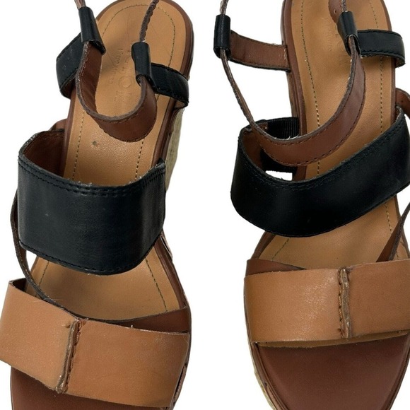 Victor Alfaro Women Brown Leather Wedge Heel Sandals Size 7.5 Note Flaw - Picture 6 of 16